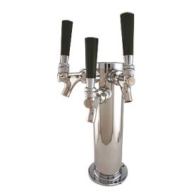 Enlarge Stainless Steel Triple Tap Faucet Draft Beer Kegerator Tower - 100% Stainless Steel Contact