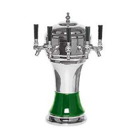 Enlarge Zeus CT900-5CH Ceramic 5-Faucet Draft Beer Tower - Green w/ Chrome Finish