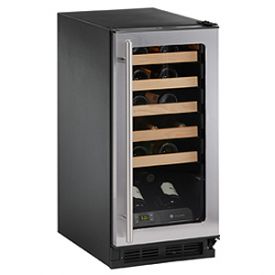 Enlarge U-Line 1000 Series 1115WCS-00 24-Bottle Wine Cooler - Black Cabinet with Stainless Steel Door - Field Reversible
