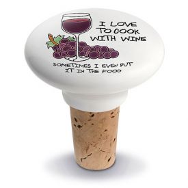 Enlarge I Love To Cook Ceramic Wine Bottle Stopper