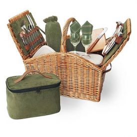 Enlarge Somerset English Style Double Lid Picnic Basket for 2