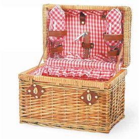 Enlarge Chardonnay Willow Picnic Basket - Red Check Lining & Napkins