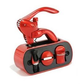 Enlarge Metrokane 2705 Houdini Red Lever Corkscrew w/ Stand