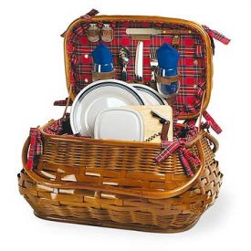 Enlarge Sandringham Bamboo & Rattan Picnic Basket for Two