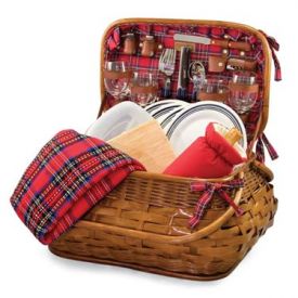 Enlarge Picnic Time Highlander Bamboo & Rattan Picnic Basket for Four