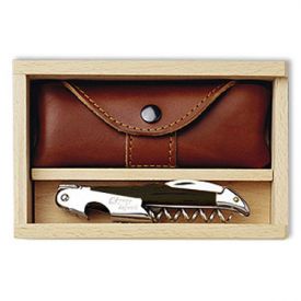 Enlarge Cépage Laguiole Corkscrew & Leather Case Set - Black Horn