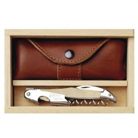 Enlarge C�page Laguiole Corkscrew & Leather Case Set - Blonde Horn