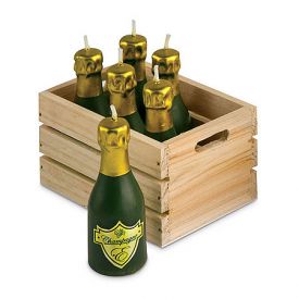 Enlarge Mini Champagne Bottle Candles w/ Wood Crate