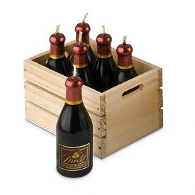 Enlarge Mini Wine Bottle Candles w/ Wood Crate