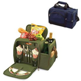 Enlarge Malibu Tote Cooler for Two - Navy / Burgundy Plaid Linens