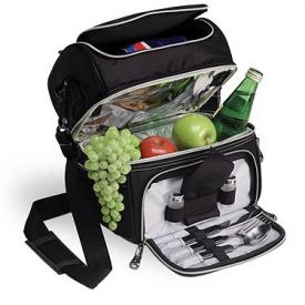 Enlarge Picnic Time Pranzo Deluxe Lunch Cooler - Black w/ Silver Trim
