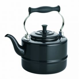 Enlarge BonJour 53867 Porcelain Teakettle, Vintage Design, Black - 2 Qt.