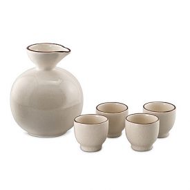 Enlarge Ivory Crackle Decorator Sake Set