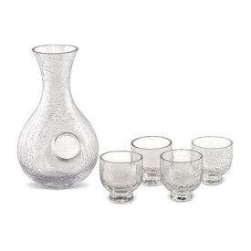 Enlarge Cold Sake Set - Clear Crackled Glass