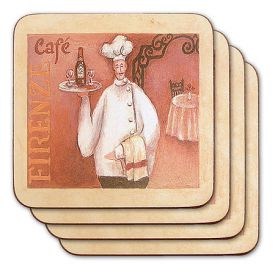 Enlarge Chef with Wine Tray Coasters