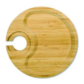 Enlarge Bamboo Party Plate with Built-In Stemware Holder