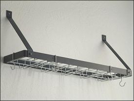 Enlarge Rogar 8215 Wall Mounted Single-Tier Wine Glass & Bottle Rack - Black