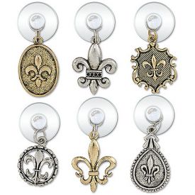 Enlarge Fleur De Lis Suction Cup My Glass� Wine Charms