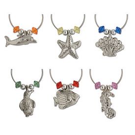 Enlarge Silver-Plated Sea Life My Glass� Wine Charms
