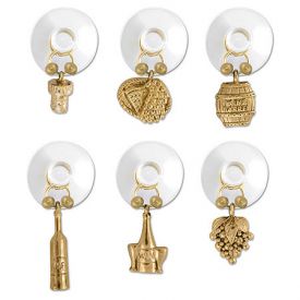 Enlarge Gold Wine Cellar Suction Cup My Glass� Wine Charms