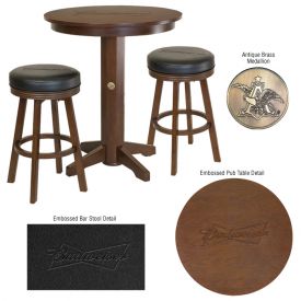 Enlarge Budweiser� AB-53202 - Bowtie Pub Table & Barstool Set-Brown Finish