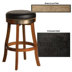 Enlarge Harley-Davidson� HDL-13120-H - Bar & Shield Flames Bar Stool - Heritage Brown