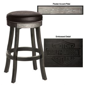 Enlarge Harley-Davidson® HDL-13120-V - Bar & Shield Flames Bar Stool - Vintage Black