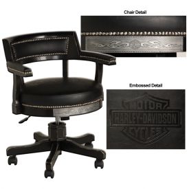 Enlarge Harley-Davidson� HDL-13140-V - Bar & Shield Flames Poker Chair - Vintage Black/Pewter Accents