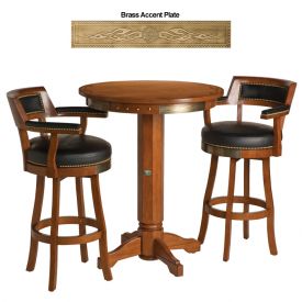 Enlarge Harley-Davidson� HDL-13201-H - Bar & Shield Flames Pub Table & Backrest Stool Set - Heritage Brown
