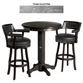 Enlarge Harley-Davidson� HDL-13201-V - Bar & Shield Flames Pub Table & Backrest Stool Set - Vintage Black
