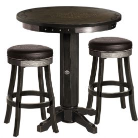 Enlarge Harley-Davidson® HDL-13202-V - Bar & Shield Flames Pub Table & Bar Stool Set - Vintage Black