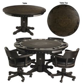 Enlarge Harley-Davidson� HDL-13300-V - Bar & Shield Flames Poker Table & Chairs Set - Vintage Black