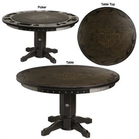 Enlarge Harley-Davidson� HDL-13301-V - Bar & Shield Flames Poker Table w/ Vintage Black finish