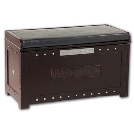 Enlarge Harley-Davidson HDL-13601-H - Bar & Shield Flames Storage Bench - Heritage Brown