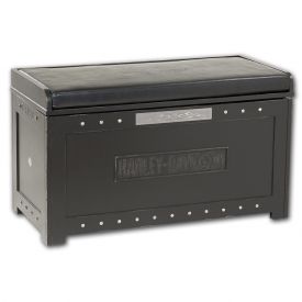 Enlarge Harley-Davidson HDL-13601-V - Bar & Shield Flames Storage Bench - Vintage Black