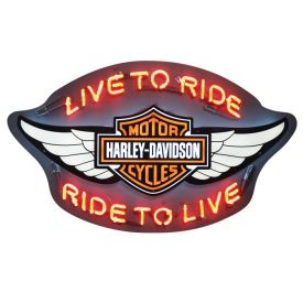 Enlarge Harley-Davidson� HDL-15401 - Winged Bar & Shield Live to Ride, Ride to Live Neon Sign
