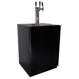 Enlarge Marvel 61HK-BB-O-R-X3D Kegerator Cabinet with BeverageFactory.com X-CLUSIVE 3 Faucet D System Keg Tapping Kit - Black Cabinet with Overlay Door
