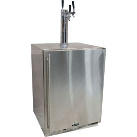 Enlarge Marvel 60HK-SS-F-R-X3HB Outdoor Kegerator Cabinet with BeverageFactory.com X-CLUSIVE 3 Faucet Home Brew Keg Tapping Kit