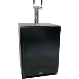 Enlarge Marvel 61HK-BB-F-R-X2D Kegerator Cabinet with BeverageFactory.com X-CLUSIVE 2 Faucet D System Keg Tapping Kit - Black Cabinet with Black Door
