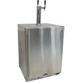Enlarge Marvel 60HK-SS-F-R-X2D All Stainless Steel Outdoor Kegerator Cabinet with BeverageFactory.com X-CLUSIVE 2 Faucet D System Tapping Kit