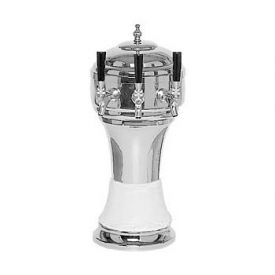 Enlarge Zeus CT901-3CH Ceramic 3-Faucet Draft Beer Tower - White w/ Chrome Finish
