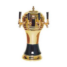 Enlarge Zeus CT902-4BR Ceramic 4-Faucet Draft Beer Tower - Black w/ Brass Finish