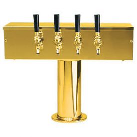 Enlarge DS-254-PVD PVD Brass Four Faucet T-Style Draft Tower - 4 Inch Column