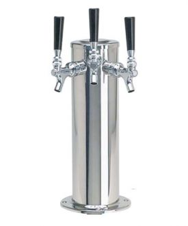 Enlarge Polished Stainless Steel Triple Faucet Draft Beer Tower - 4 Inch Column