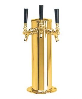 Enlarge DS-243-PVDKR PVD Brass Glycol Cooled Triple Faucet Draft Beer Tower - 4 Inch Column