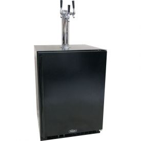 Enlarge Marvel 61HK-BB-F-R-X3HB Kegerator Cabinet with BeverageFactory.com X-CLUSIVE 3 Faucet Home Brew Keg Tapping Kit - Black Cabinet with Black Door