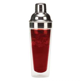 Enlarge Final Touch Double Wall Glass Cocktail Shaker with Stainless Steel 2-Piece Top