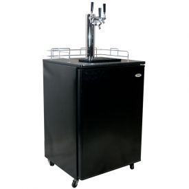 Enlarge Haier Kegerator Cabinet with BeverageFactory.com exclusive customizable Triple Faucet Keg Tapping Kit - Black Cabinet with Black Door