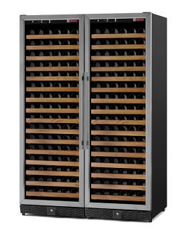 Enlarge Allavino MWR-2X1681-SS 340 Bottle Dual Zone Wine Cellar - Side By Side - Black Cabinet with Stainless Door