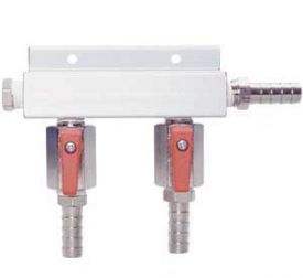 Enlarge 751-017 Aluminum 2-Way Kegerator Beer Gas / Air Distributor